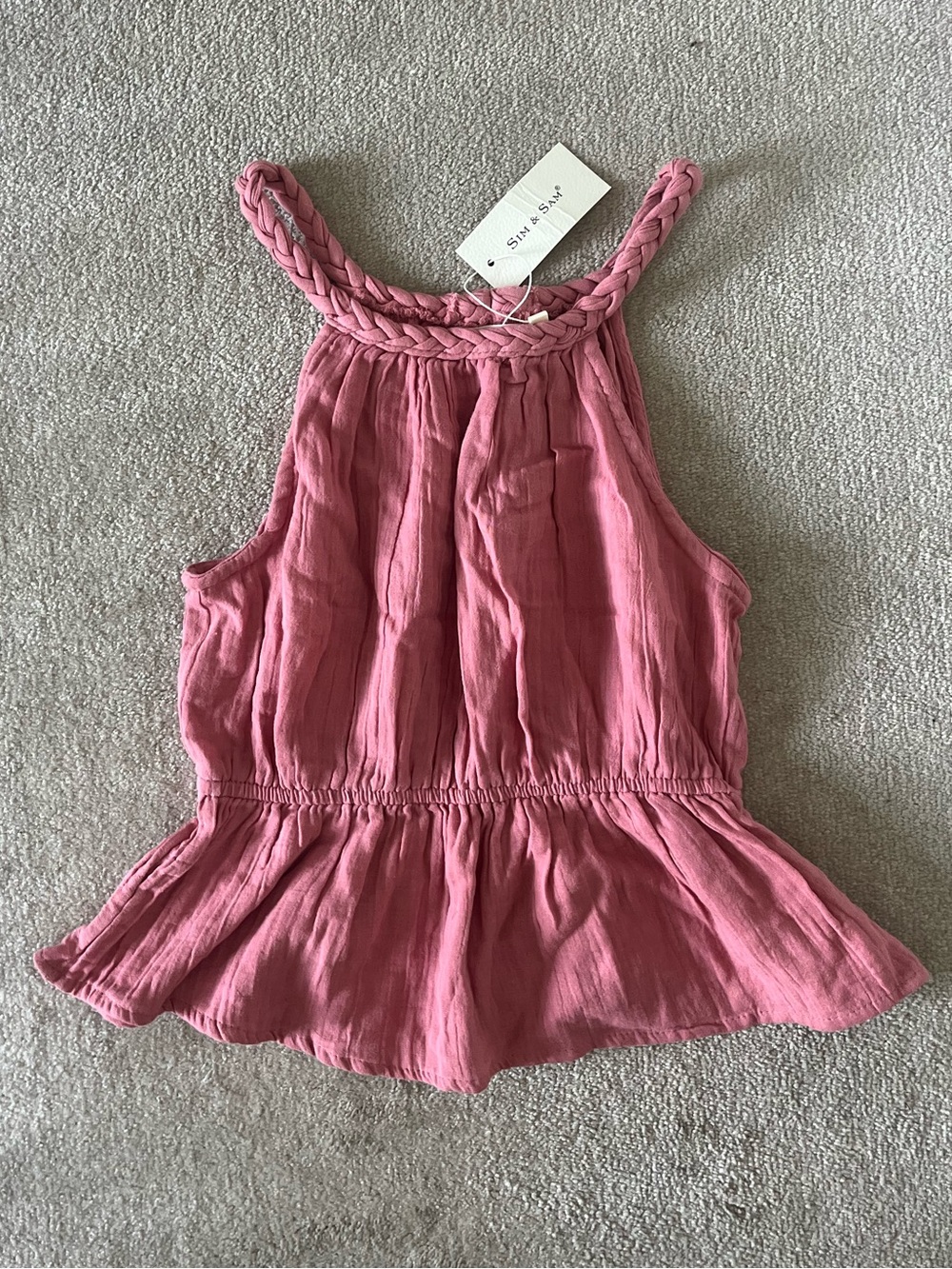 Women's Pink Braided Peplum Top